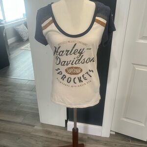 Harley-Davidson Blue and White Tee